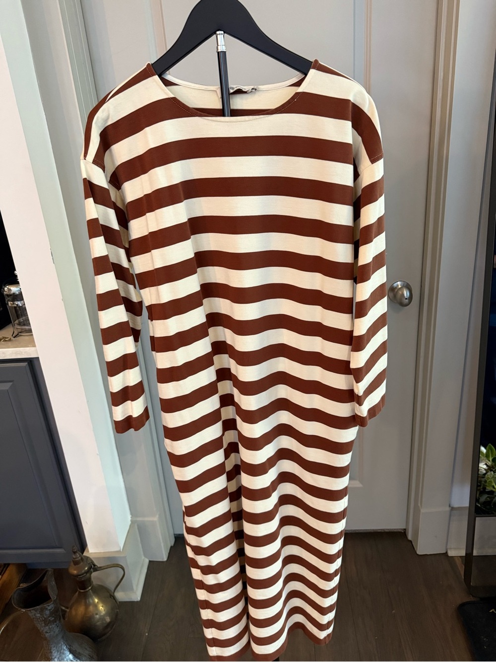 Tory Burch Brown and Cream Striped Dress
